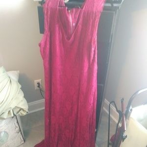 Torrid floor length lace dress maroon color